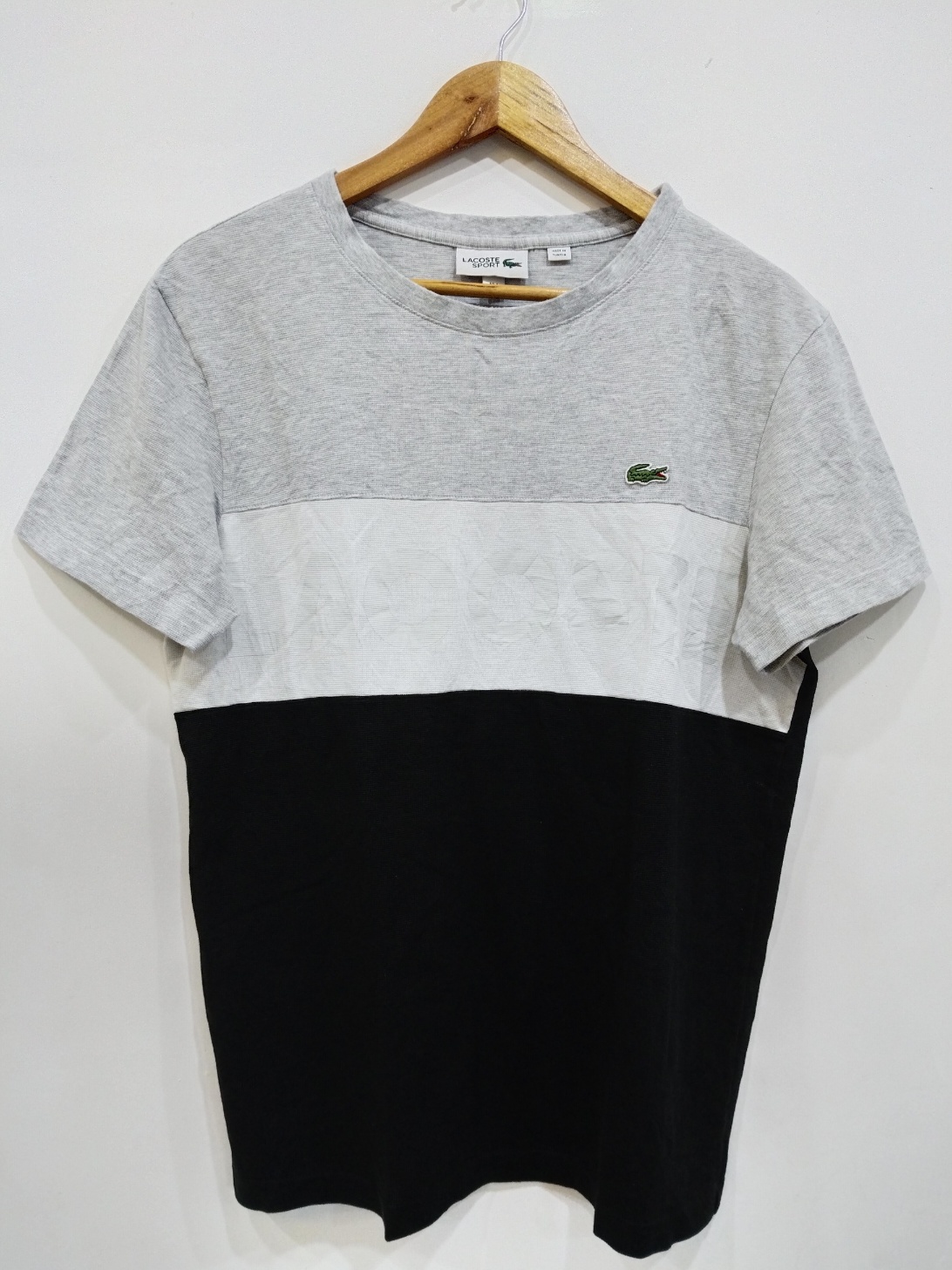 Lacoste Sport Tshirt Tritone Gray White Black Medium