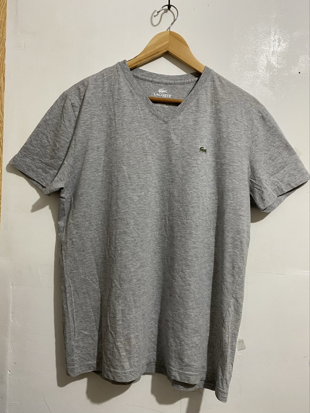 Lacoste V neck Tshirt Gray Small
