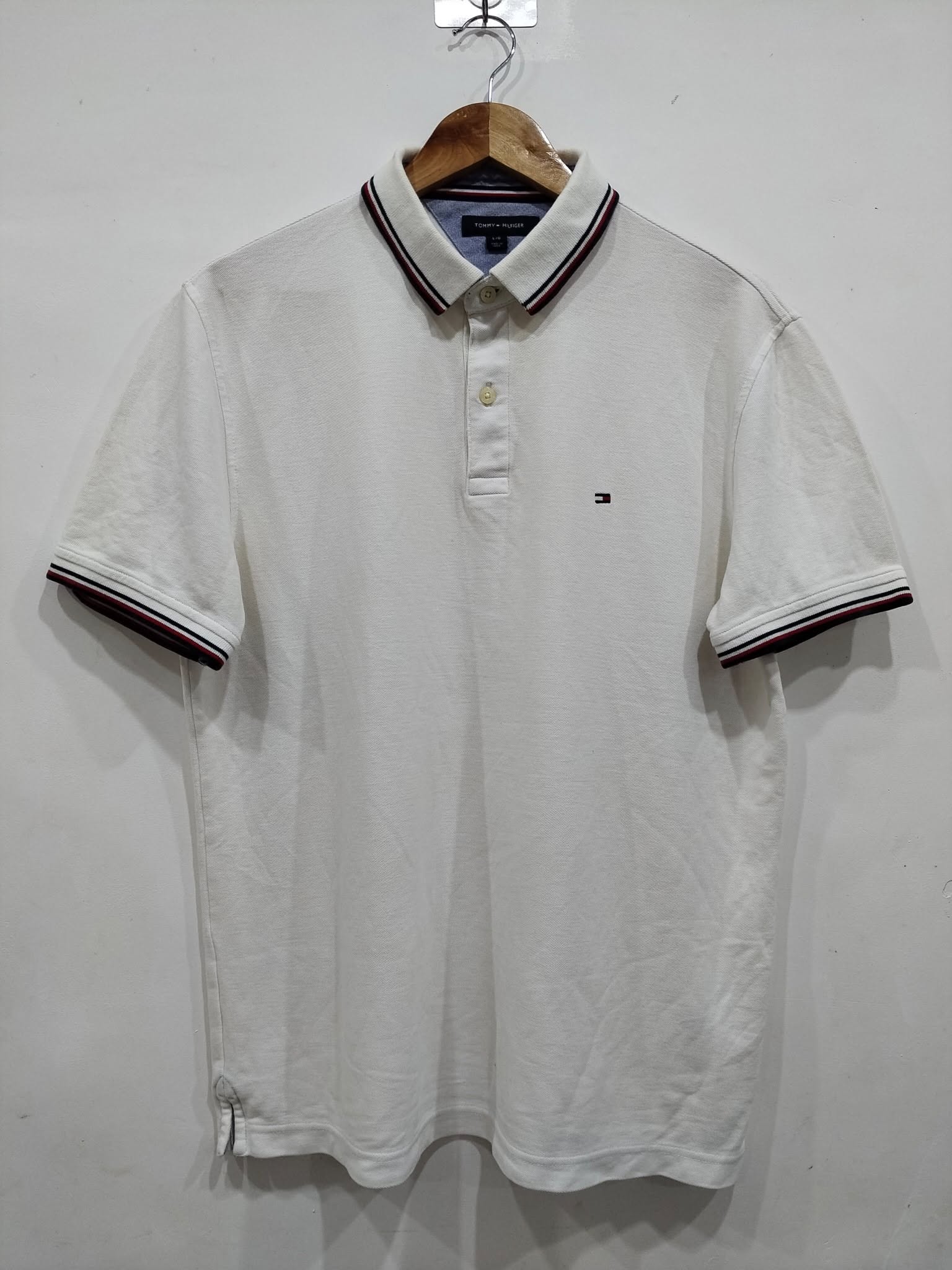 POLO SHIRT TOMMY HILFIGER LARGE SIZE WHITE COLOR